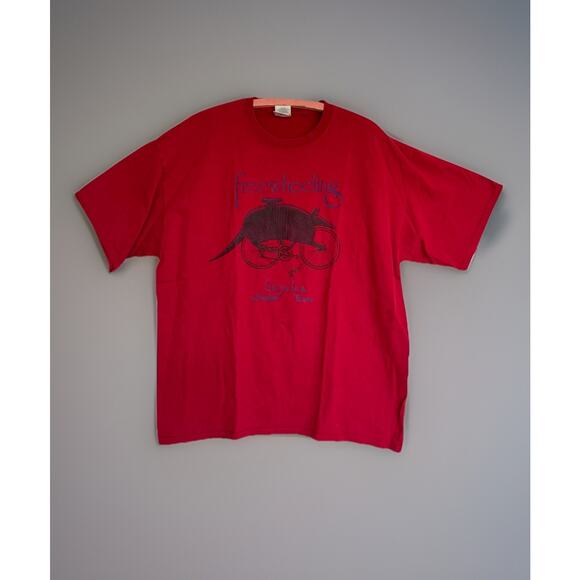 Freewheeling Bicycles Armadillo Bike Austin TX Cycling Art Graphic T-Shirt XL - Picture 1 of 6